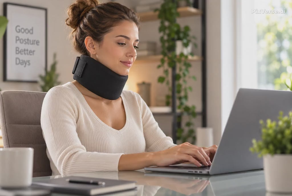 Load video: Guler cervical reglabil pentru susținerea confortabilă a gâtului, prezentat în timpul utilizării